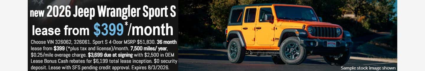 2026 jeep wrangler lease special $399 a month
