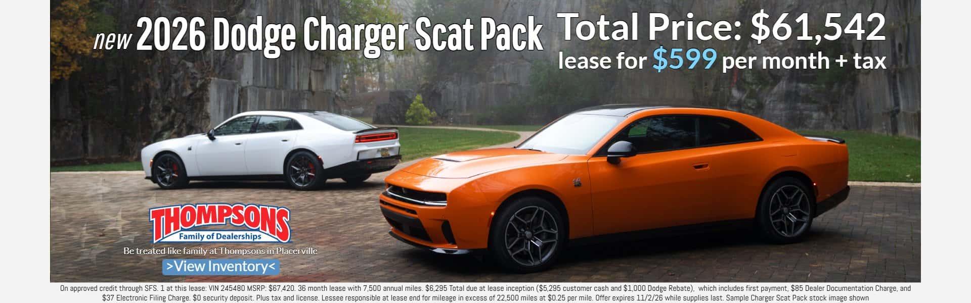 $599 lease special 2026 Dodge Charger in Placerville
