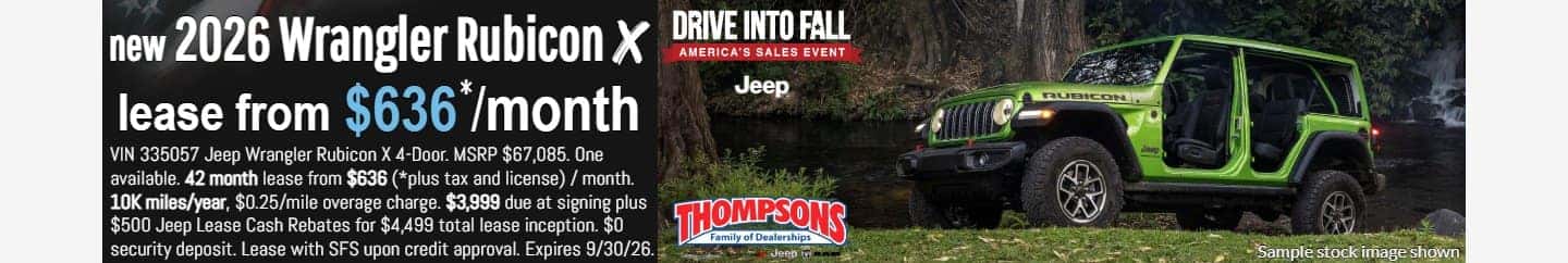 new jeep wrangler rubicon x lease special for sale at Thompsons Jeep in Placerville