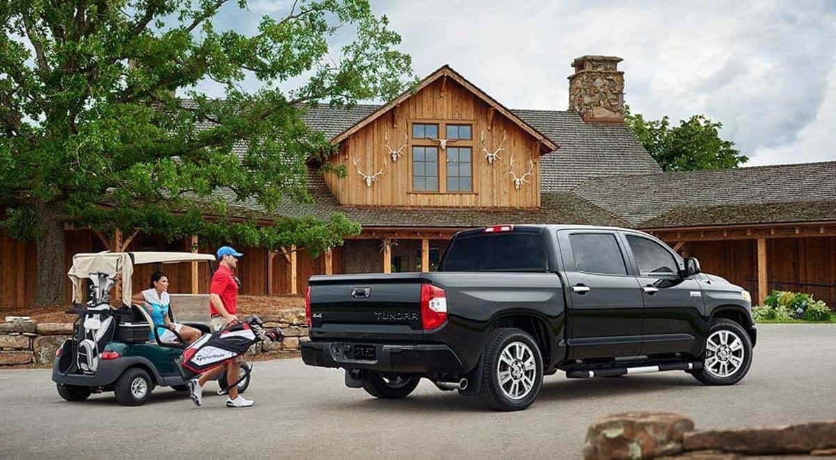 Guys loading golf bags into 2017 Toyota Tundra