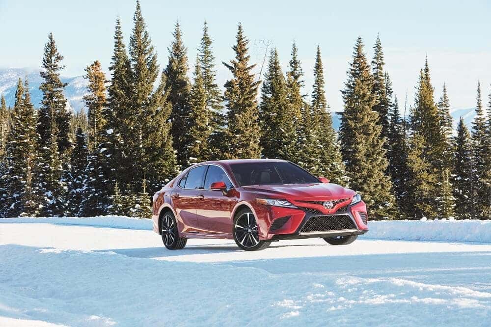 2019 Red Camry Snow