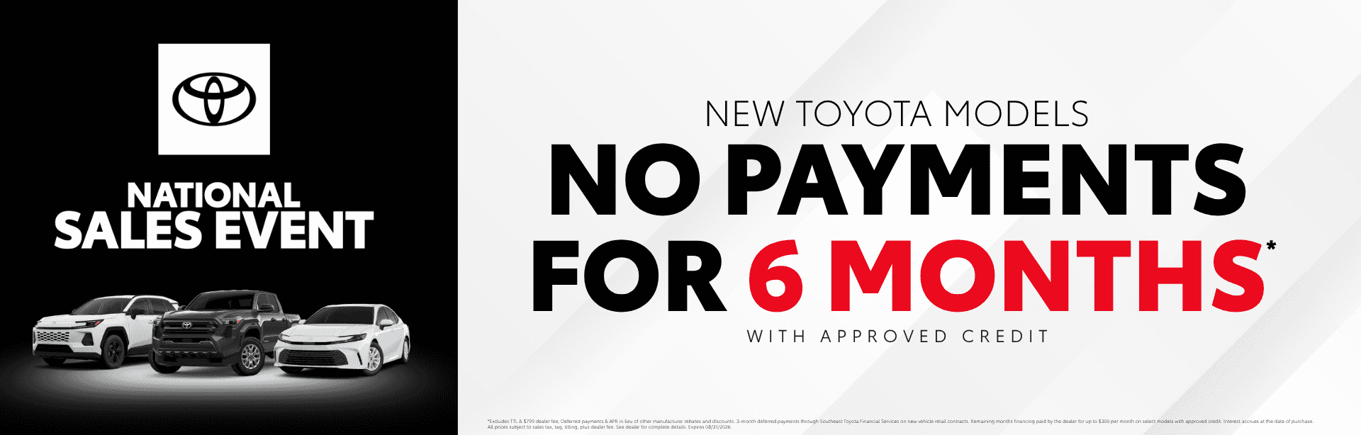 No Payments for 6 months with disclaimer