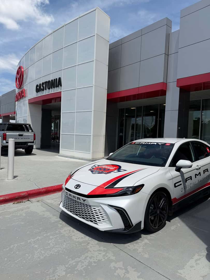 Camry Pace Car for the Coca-Cola 600 in front of Toyota of Gastonia