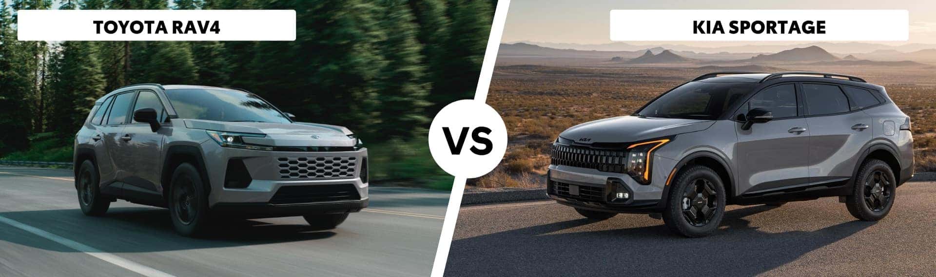 Toyota RAV4 and Kia Sportage with vs text in center