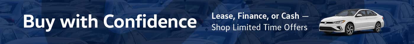 Buy With Confidence banner featuring a Volkswagen vehicle