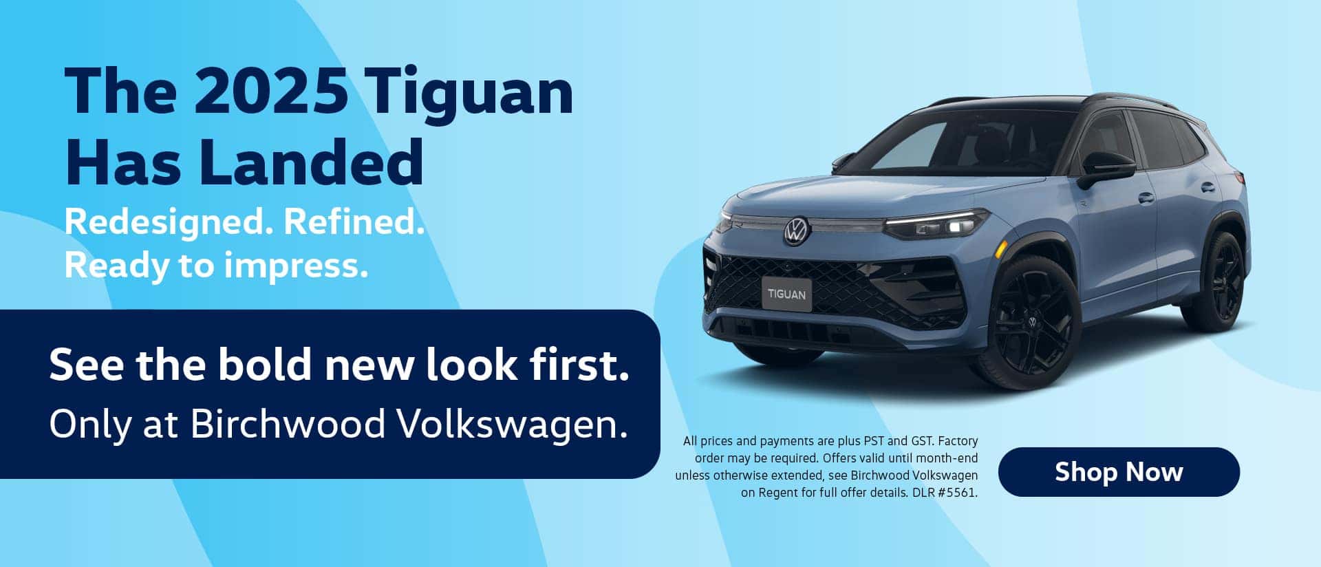 A banner featuring the 2025 Tiguan