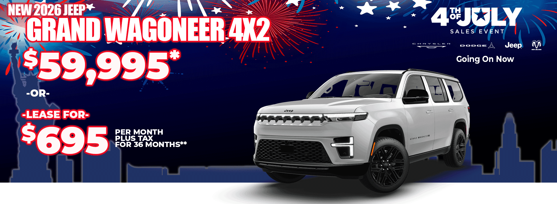 New 2026 Jeep GRAND WAGONEER 4X2 STARTING AT ONLY $59,995* -OR- LEASE FOR $695 plus tax for 36 months**