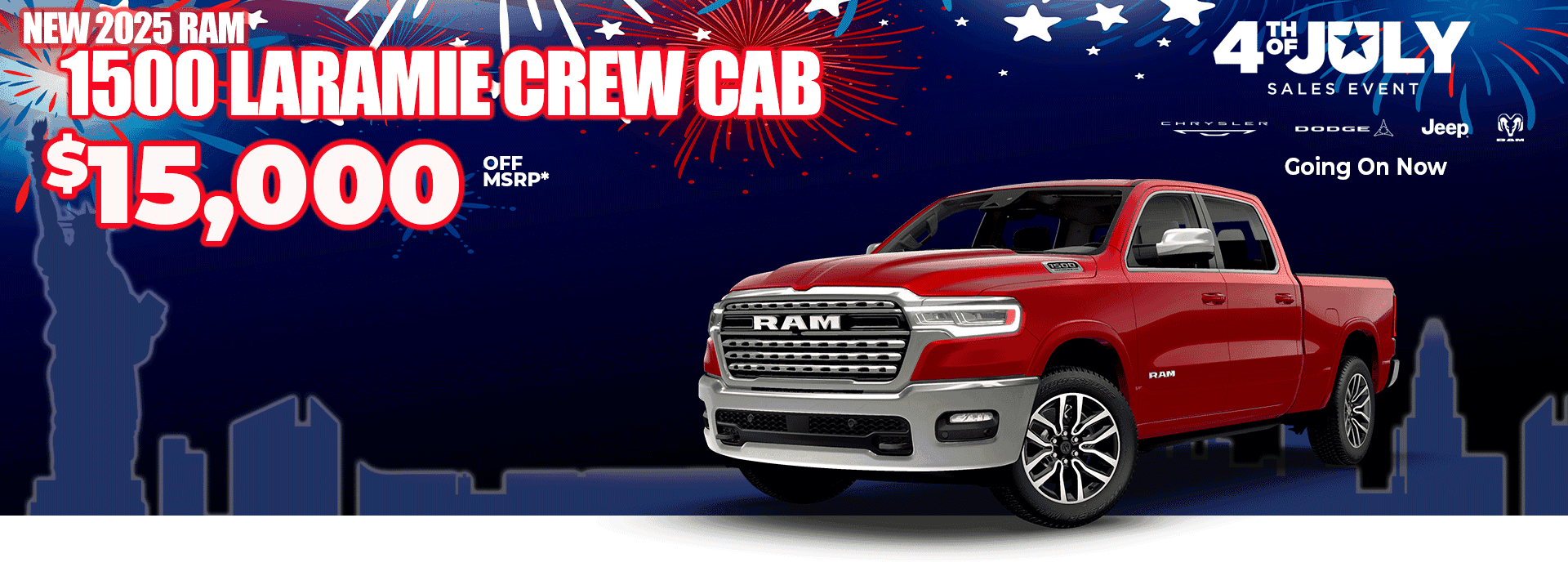 New 2025 RAM 1500 LARAMIE CREW CAB $15,000 OFF MSRP*