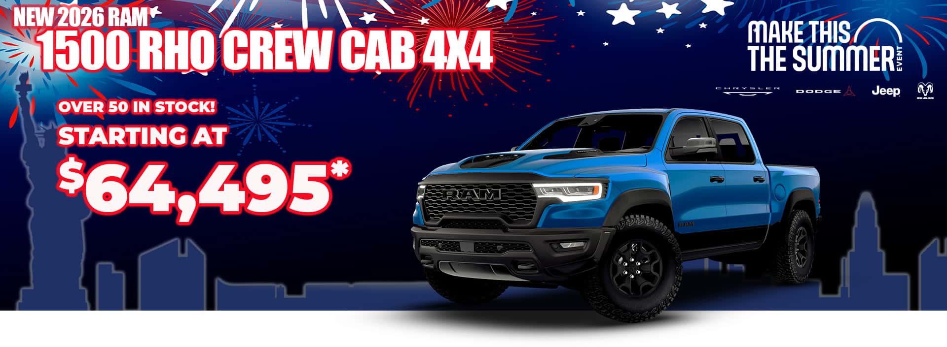 New 2026 RAM 1500 RHO CREW CAB 4X4 OVER 50 IN STOCK! STARTING AT $69,495*