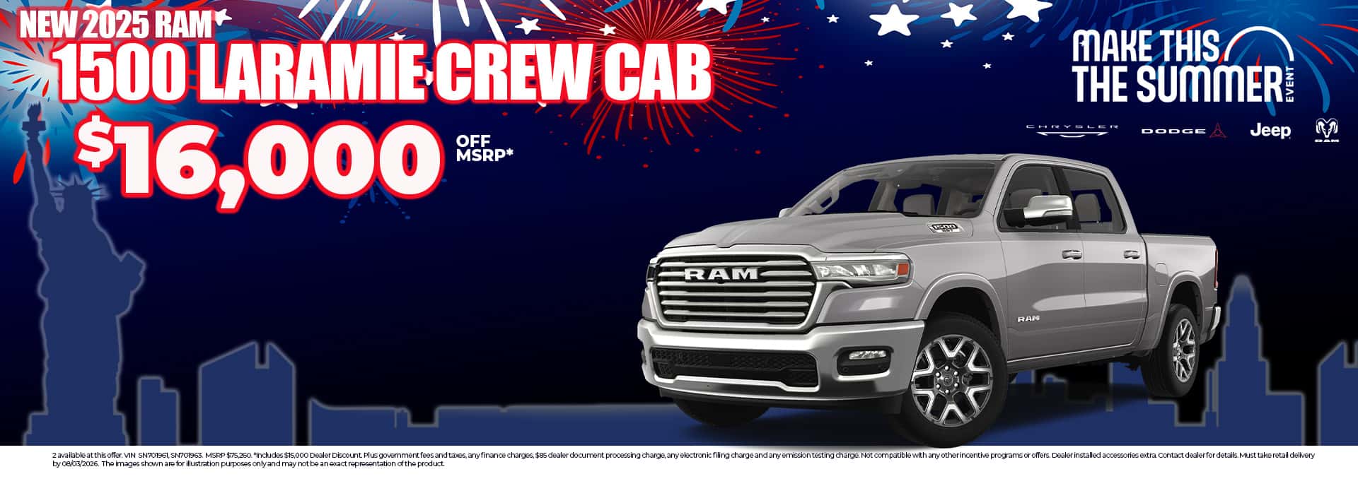 New 2025 RAM 1500 LARAMIE CREW CAB $16,000 OFF MSRP*